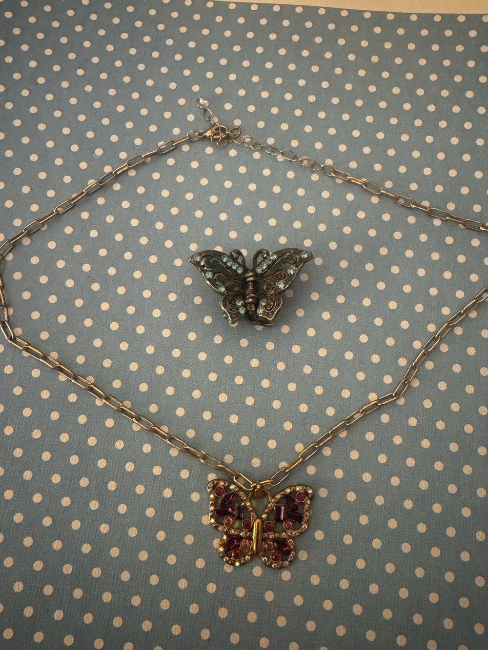 Y2K Butterfly Jewelry Set Crystal Pendant Necklace Claw Hair Clip